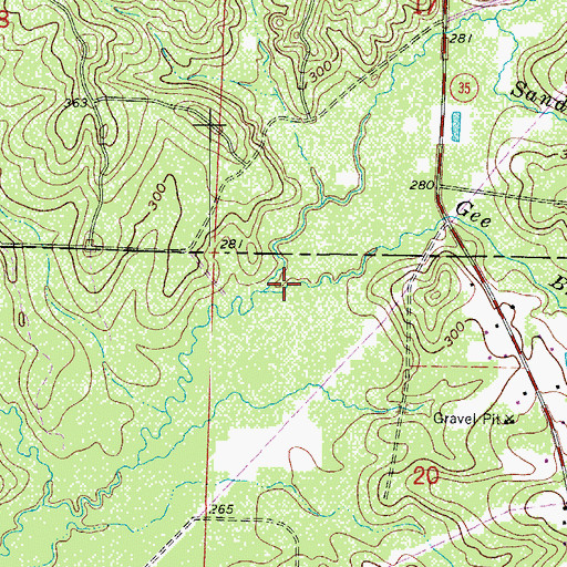 Topographic Map of Gee Branch, AR