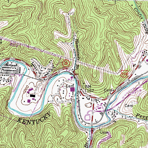 Topographic Map of Hammonds Branch, KY