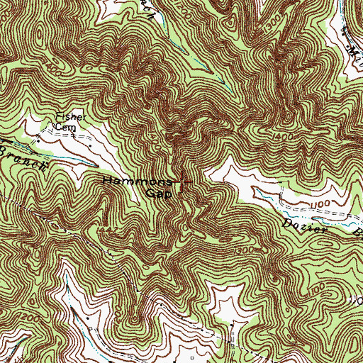 Topographic Map of Hammons Gap, KY