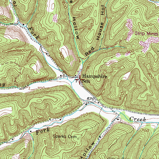 Topographic Map of Hampshire School, KY