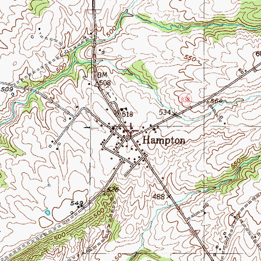 Topographic Map of Hampton, KY