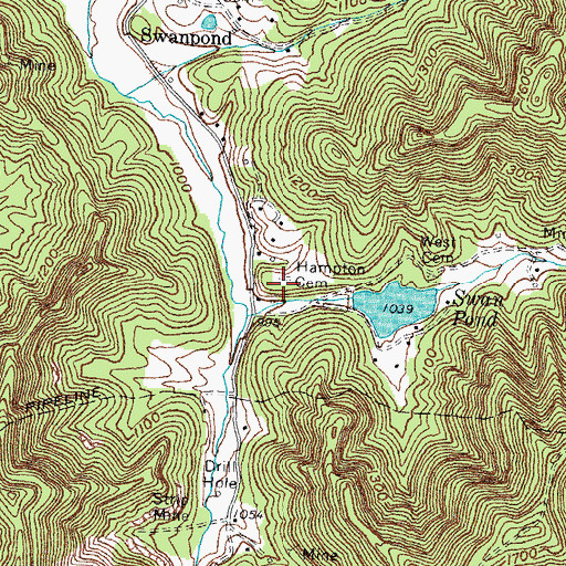 Topographic Map of Hampton Cemetery, KY