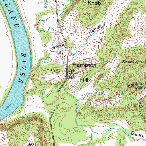 Topographic Map of Hampton Cemetery, KY