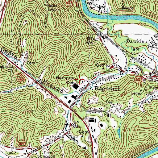 Topographic Map of Hampton Cemetery, KY