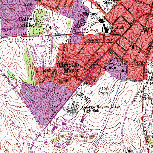 Topographic Map of Hampton Manor, KY