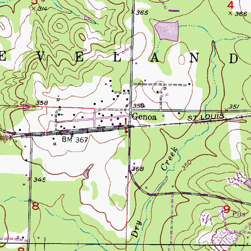 Topographic Map of Genoa, AR