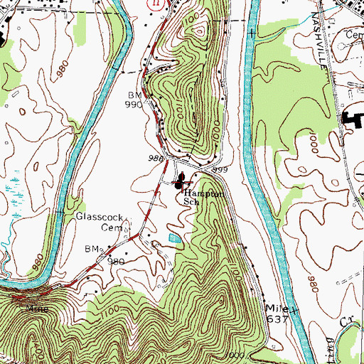 Topographic Map of Hampton School, KY