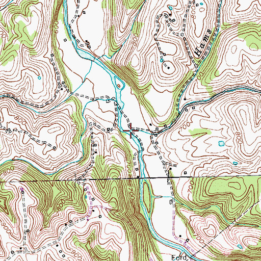Topographic Map of Hams Branch, KY