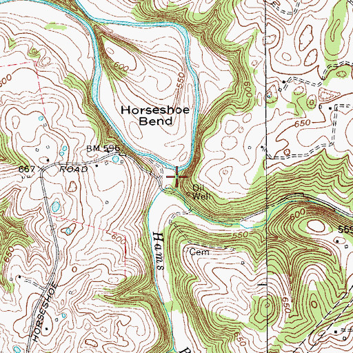 Topographic Map of Hams Branch, KY