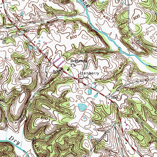 Topographic Map of Hanberry Cemetery, KY