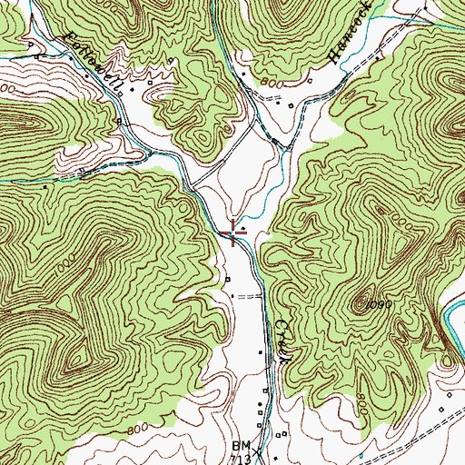 Topographic Map of Hancock Branch, KY