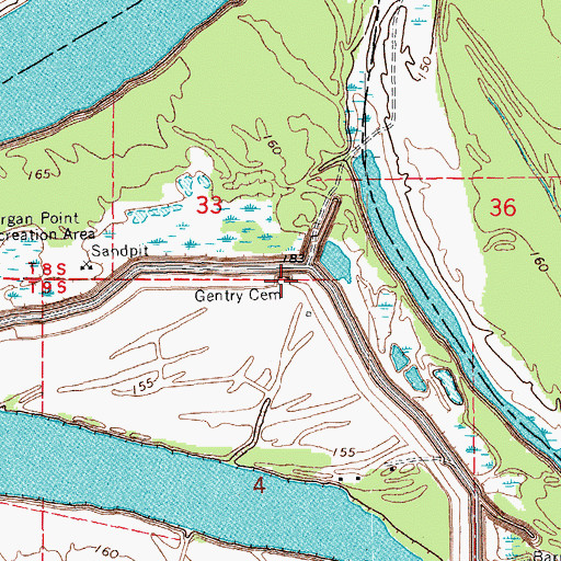 Topographic Map of Gentry Cemetery, AR