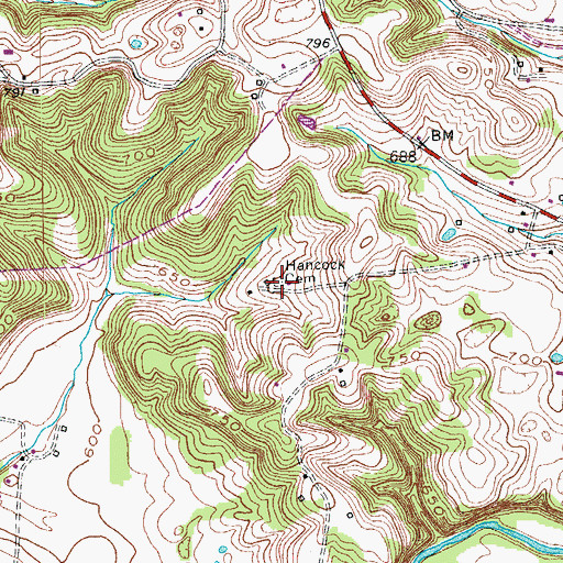 Topographic Map of Hancock Cemetery, KY
