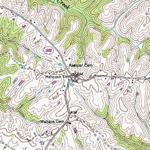 Topographic Map of Hancock Cemetery, KY