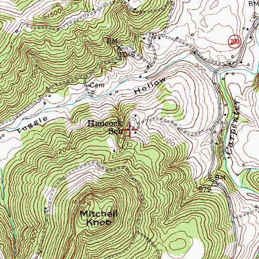 Topographic Map of Hancock School, KY