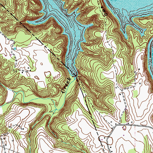 Topographic Map of Handcock Creek, KY