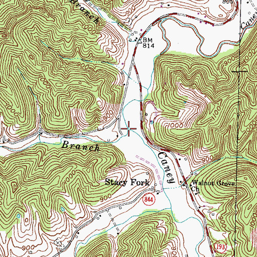 Topographic Map of Haney Branch, KY