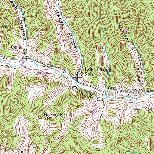 Topographic Map of Haney Hollow, KY