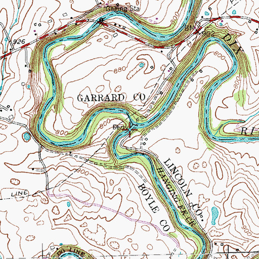 Topographic Map of Hanging Fork Creek, KY