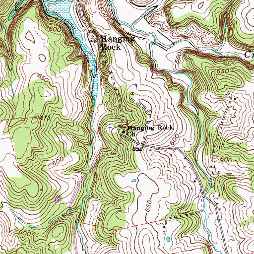 Topographic Map of Hanging Rock Church, KY