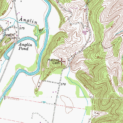 Topographic Map of Hannah Cemetery, KY