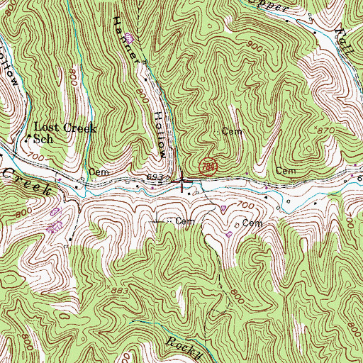 Topographic Map of Hanner Hollow, KY