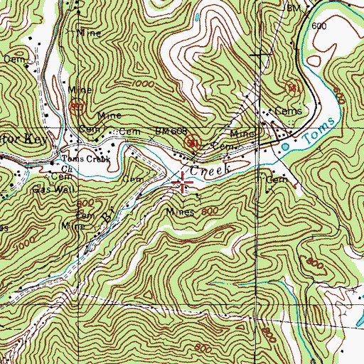 Topographic Map of Hanners Branch, KY