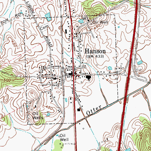 Topographic Map of Hanson, KY