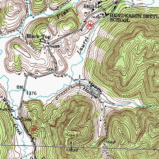 Topographic Map of Happy Hollow, KY