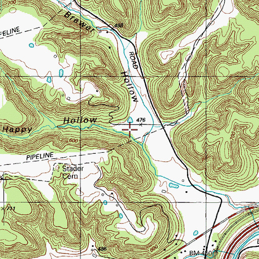 Topographic Map of Happy Hollow, KY