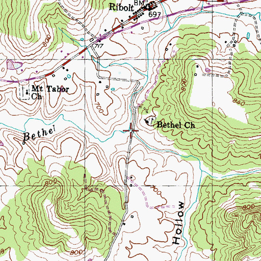 Topographic Map of Happy Hollow, KY