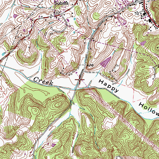 Topographic Map of Happy Hollow, KY