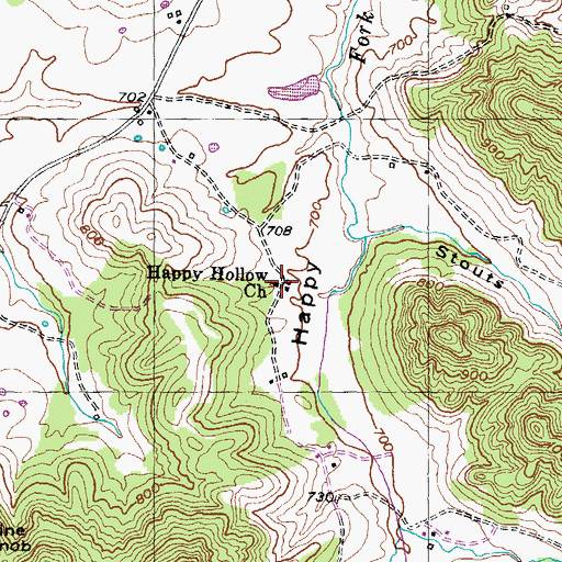 Topographic Map of Happy Hollow Church, KY