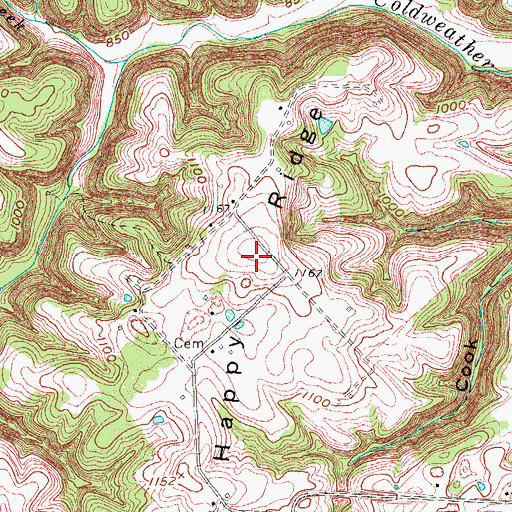 Topographic Map of Happy Ridge, KY