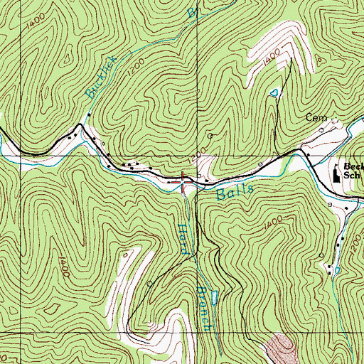 Topographic Map of Hard Branch, KY
