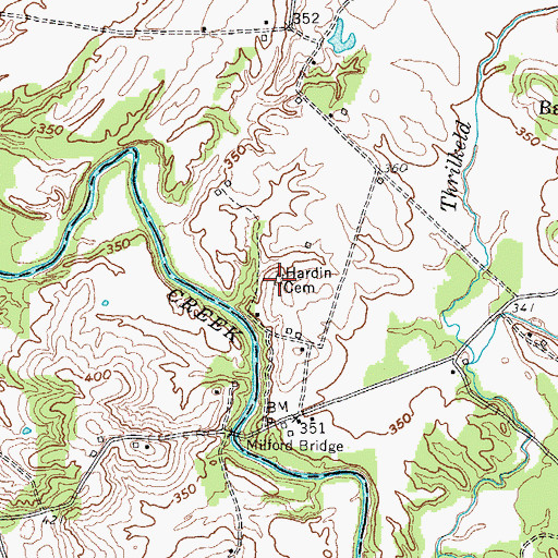 Topographic Map of Hardin Cemetery, KY