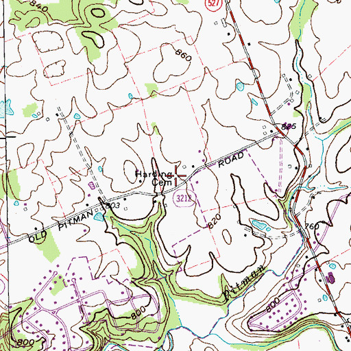 Topographic Map of Harding Cemetery, KY