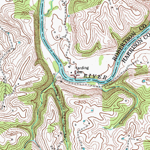 Topographic Map of Harding Cemetery, KY