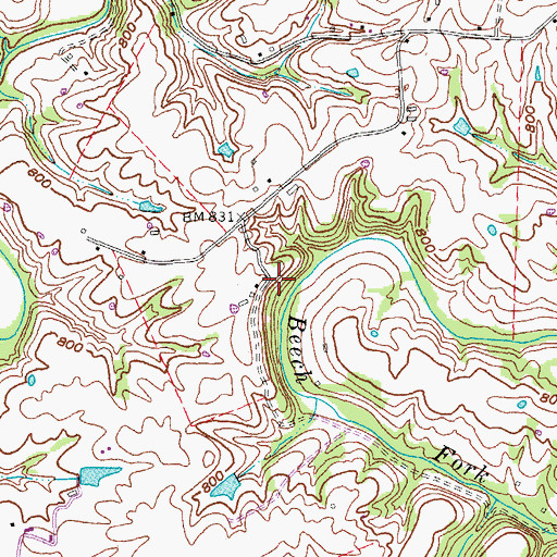 Topographic Map of Hardins Chapel, KY