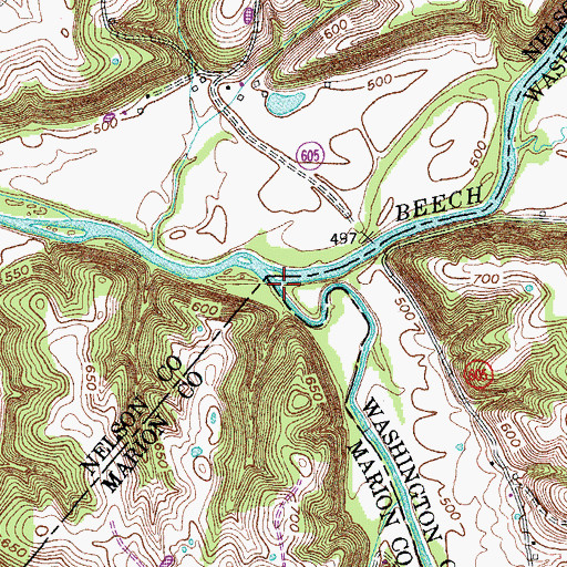 Topographic Map of Hardins Creek, KY