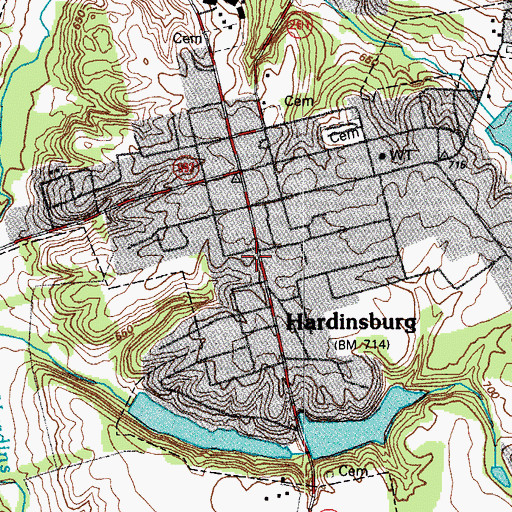 Topographic Map of Hardinsburg, KY