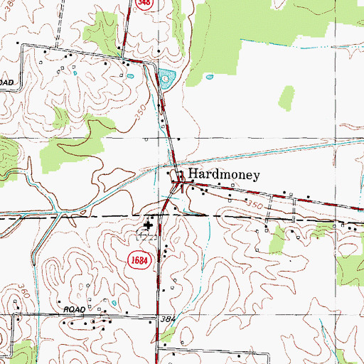 Topographic Map of Hardmoney, KY