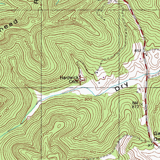 Topographic Map of Hardwick Cemetery, KY