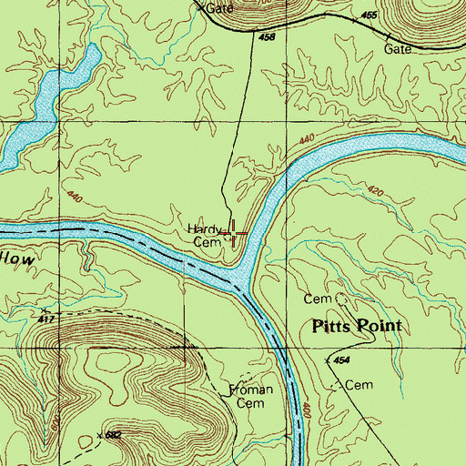 Topographic Map of Hardy Cemetery, KY