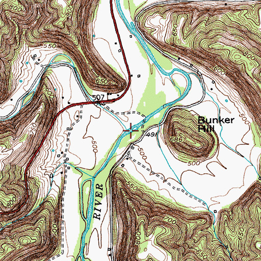 Topographic Map of Hardy Creek, KY