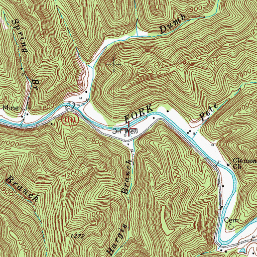 Topographic Map of Hargis Branch, KY