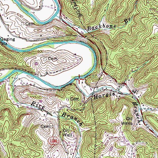 Topographic Map of Hargis Branch, KY