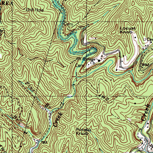 Topographic Map of Hargis Creek, KY