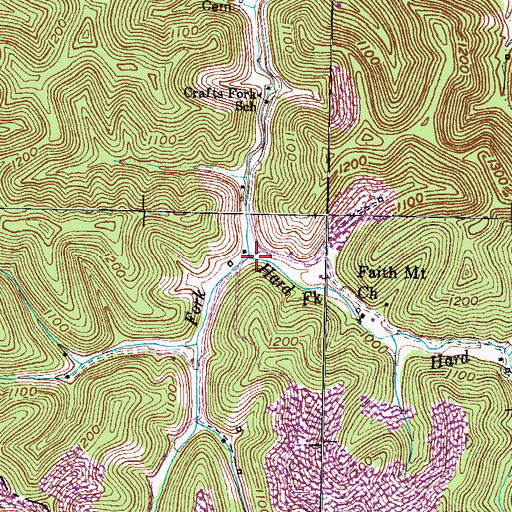 Topographic Map of Harkin Fork, KY