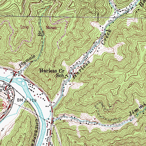 Topographic Map of Harless Creek School, KY